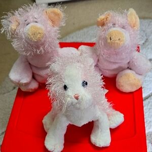 Webkins Pink & White Cat And Two Pink Pigs